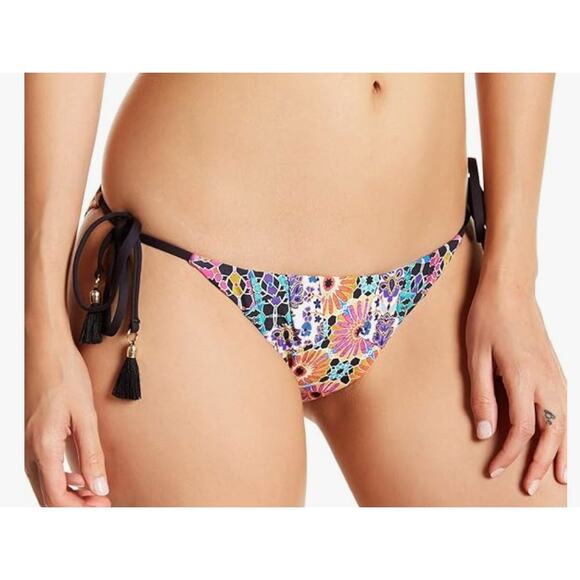 Trina Turk Womens Golden Medallion Side Tie Swim Bikini Bottoms Medallion 12 - Picture 1 of 5